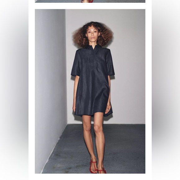 Zara Dresses & Skirts - Elegant Black Denim Dress